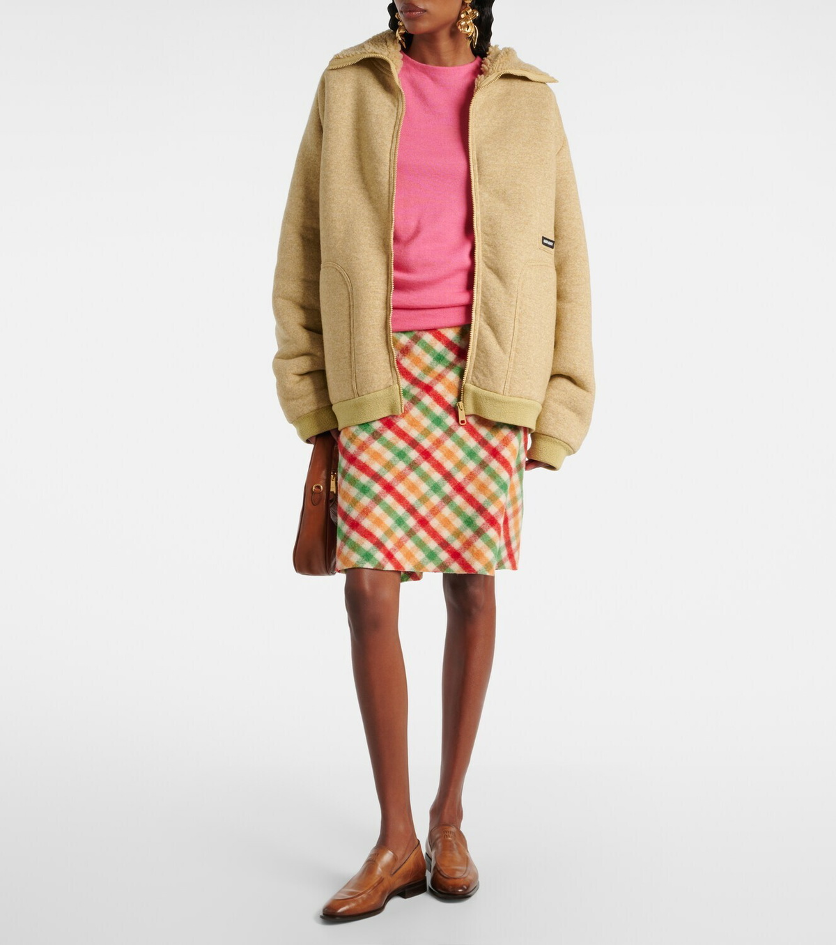 Miu Miu Logo cashmere and silk top