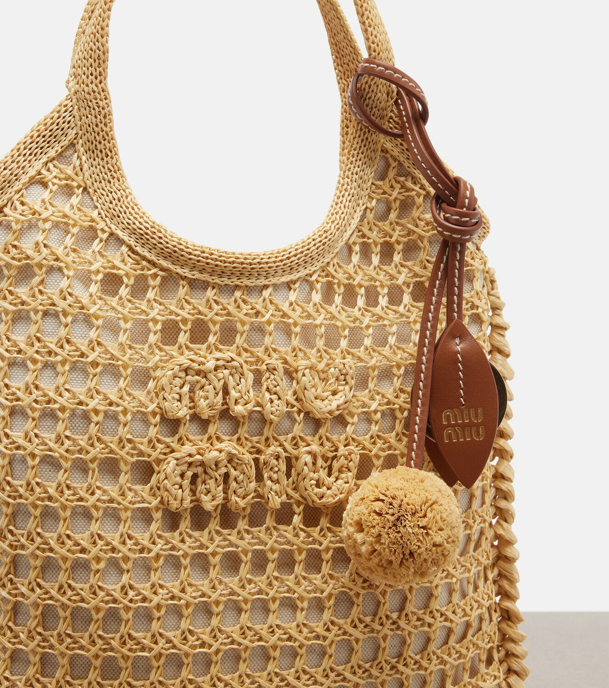 Miu Miu Ivy crochet raffia shoulder bag