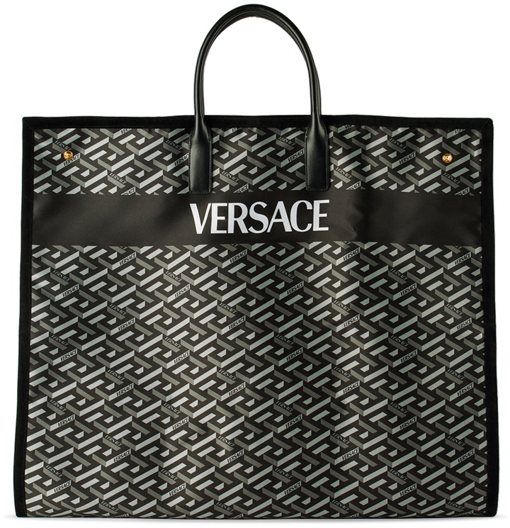 Photo: Versace Black & Gray La Greca Travel Garment Bag