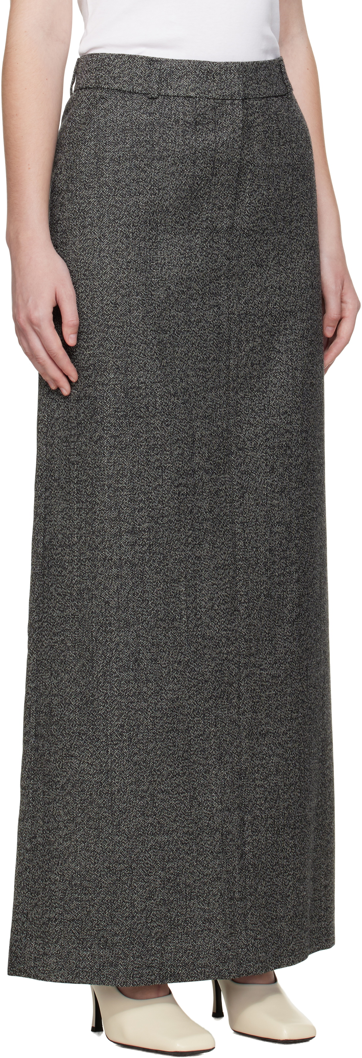R2W Gray Arina Wool Maxi Skirt