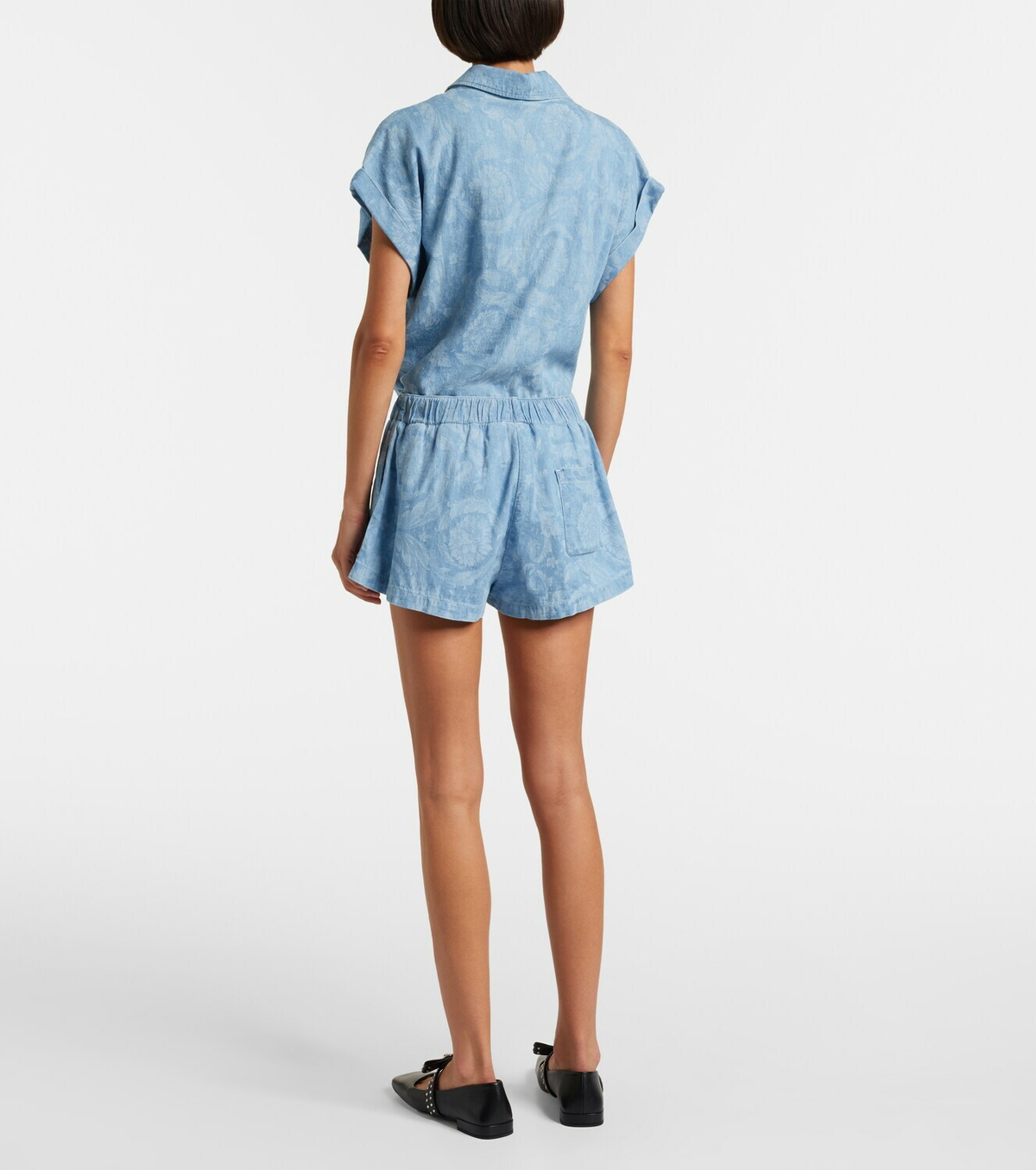 Versace Barocco denim chambray shorts