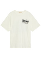 Duke And Dexter Grey Pit Stop Printed Cotton T-shirt White