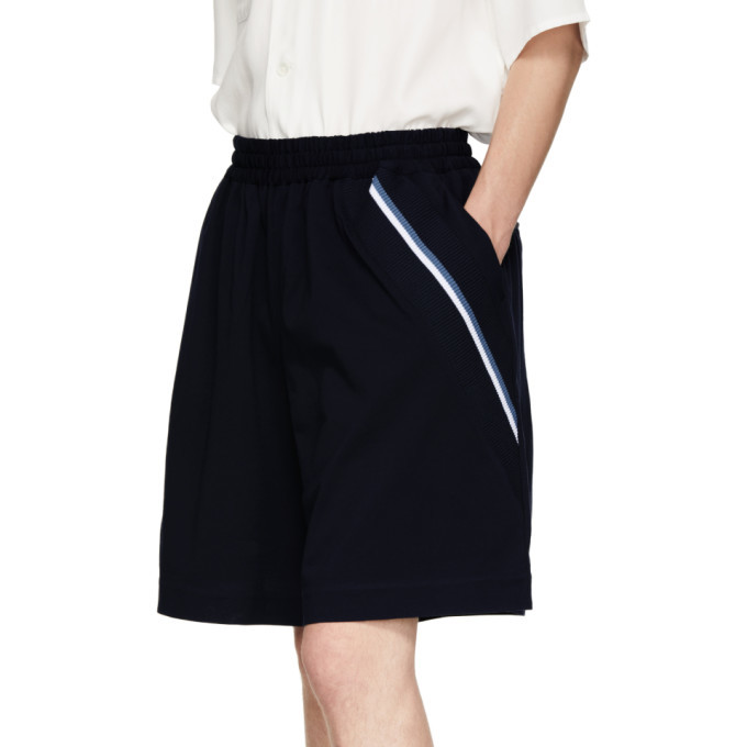 Facetasm Navy Athletic Striped Shorts