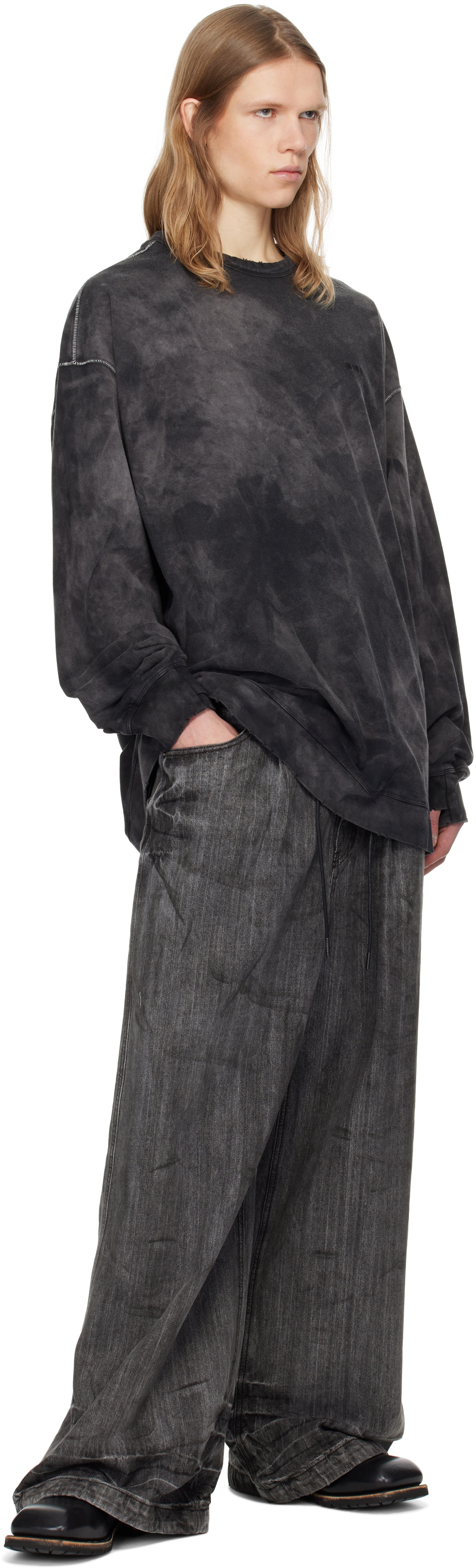 Juun.J Black New Dyeing Long Sleeve T-shirt