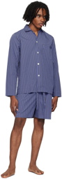 Tekla Brown & Blue Drawstring Pyjama Shorts