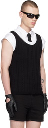 Ernest W. Baker Black Cable Knit Tank Top