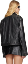 Rick Owens Black Hollywood Cropped Jumbo Bauhaus Stooges Leather Jacket