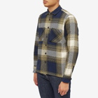 Wax London Men's Whiting Overshirt Ombre Check in Navy/Khaki