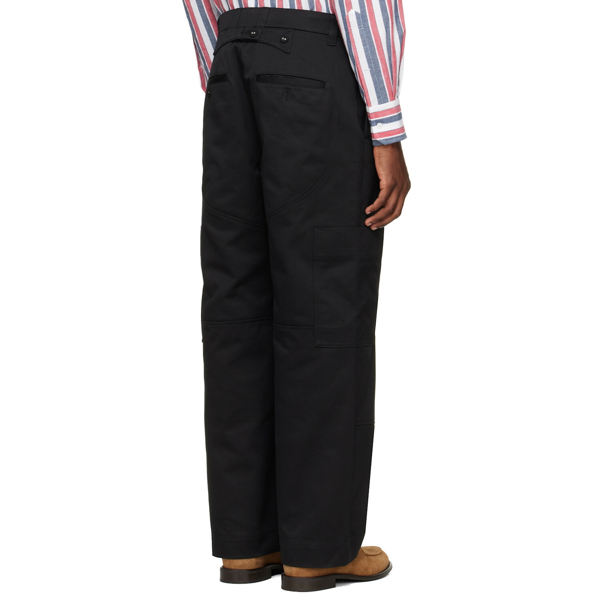 Thom Browne Black Wide Leg Chap Painter Pants