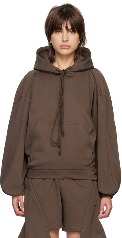 Photo: SRVC Brown Shoulder Pleat Hoodie