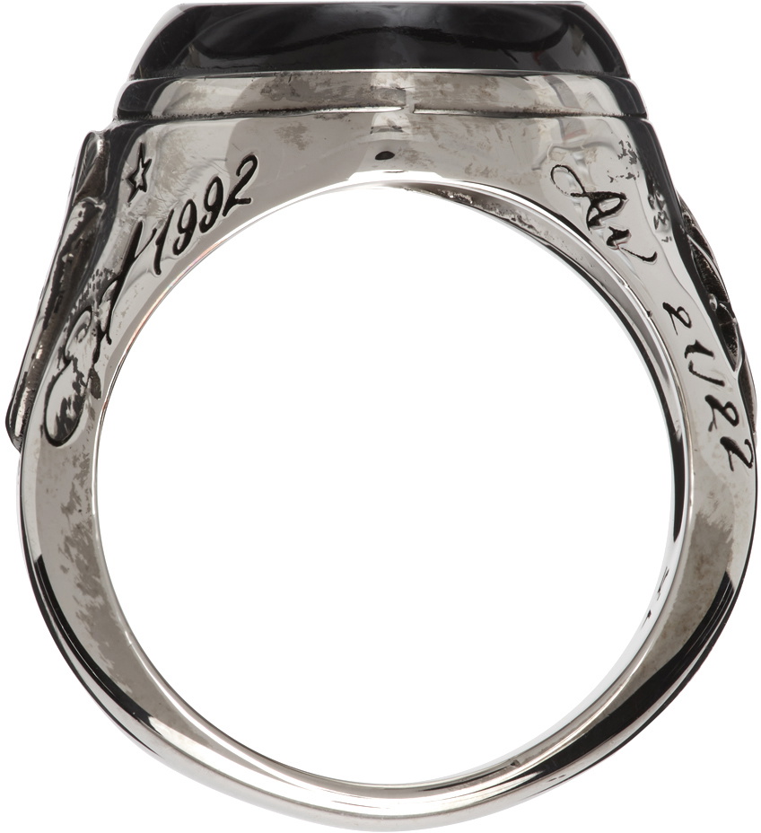 Alexander McQueen Black Oval Stone Ring Alexander McQueen