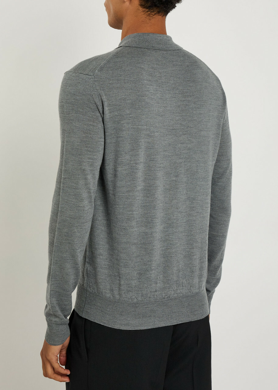Aurélien Wool Polo Shirt Grey