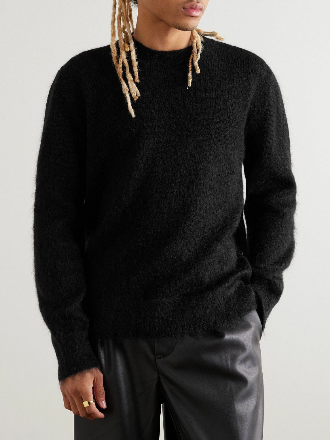 Off-White - Jacquard-Knit Mohair-Blend Sweater - Black