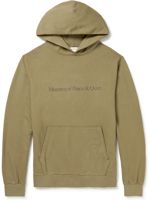 Photo: Museum Of Peace & Quiet - Logo-Print Cotton-Jersey Hoodie - Green