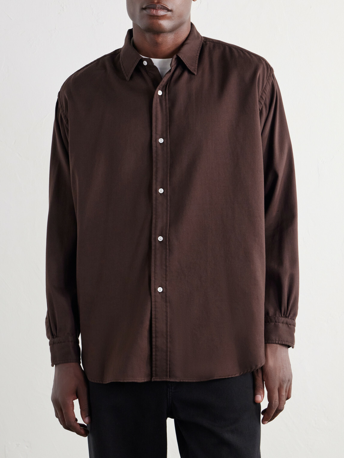 A.PRESSE - Cotton-Twill Shirt - Brown