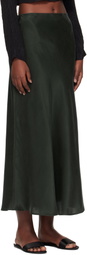 Silk Laundry Green Long Bias Cut Maxi Skirt