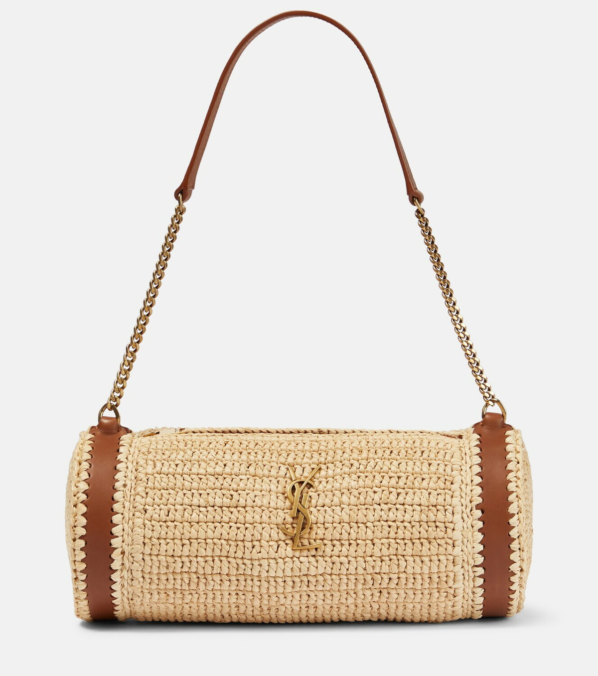Saint Laurent Cassandre Small raffia shoulder bag Saint Laurent