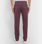 Brunello Cucinelli - Slim-Fit Cotton-Blend Twill Trousers - Burgundy