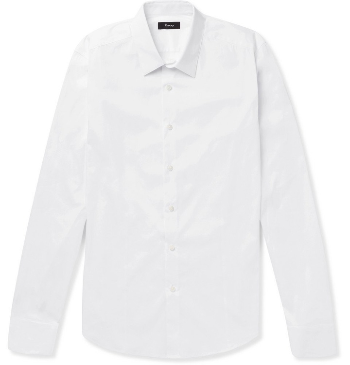 Photo: Theory - Sylvain Slim-Fit Stretch Cotton-Blend Poplin Shirt - White