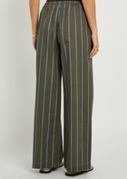 Staud Mateo Striped Stretch-cotton Poplin Trousers Grey
