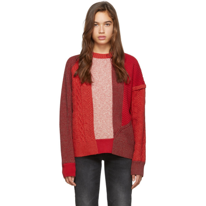 McQ Alexander McQueen Red Patchwork Sweater McQ Alexander McQueen
