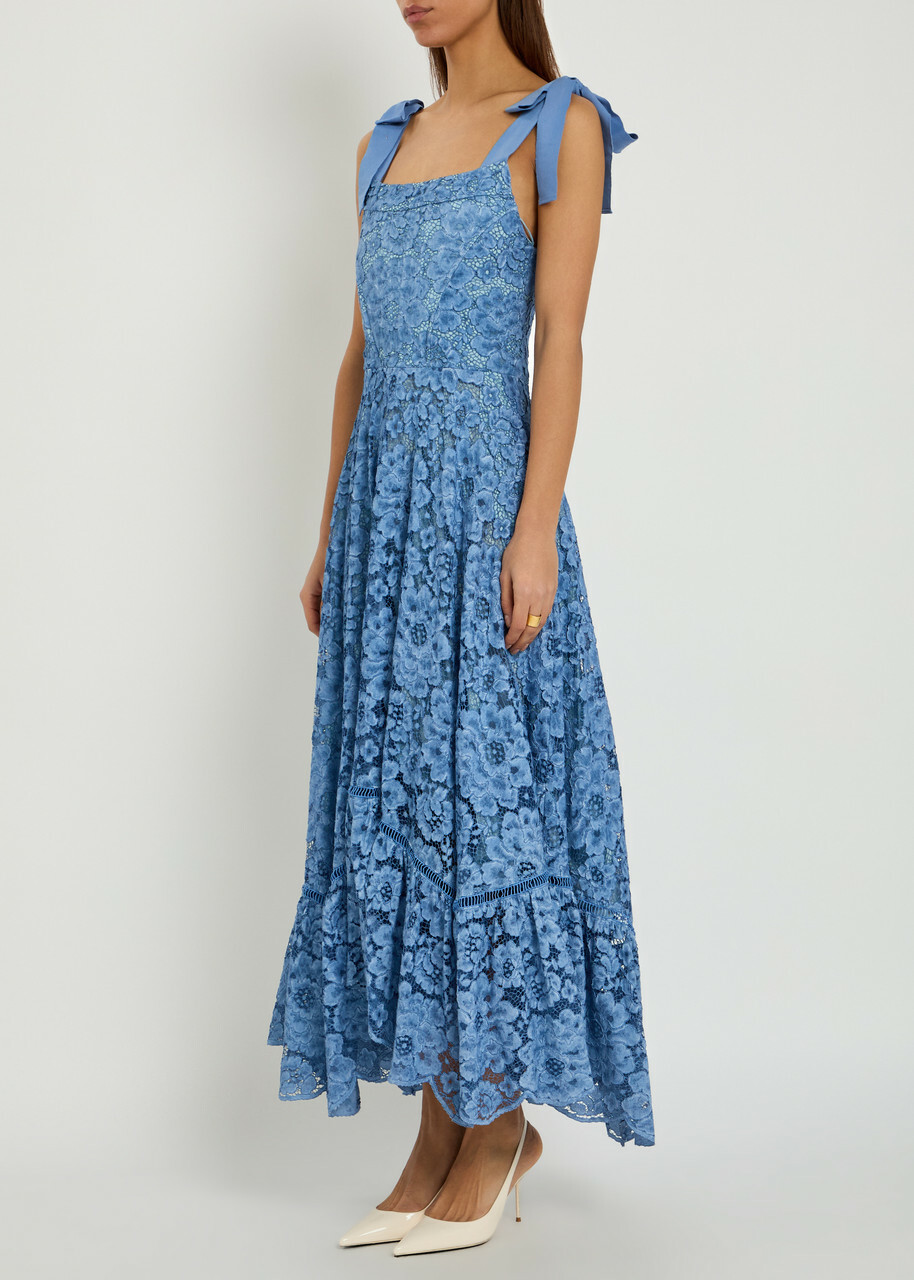 Alice + Olivia Rosalee Guipure-lace Midi Dress Indigo