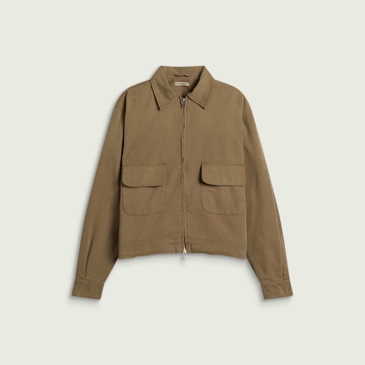 Carter Young Men's Herringbone Andover Jacket in Fatigue Green
