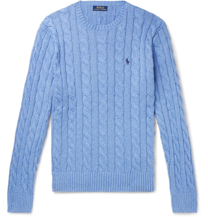 Photo: Polo Ralph Lauren - Cable-Knit Cotton Sweater - Blue