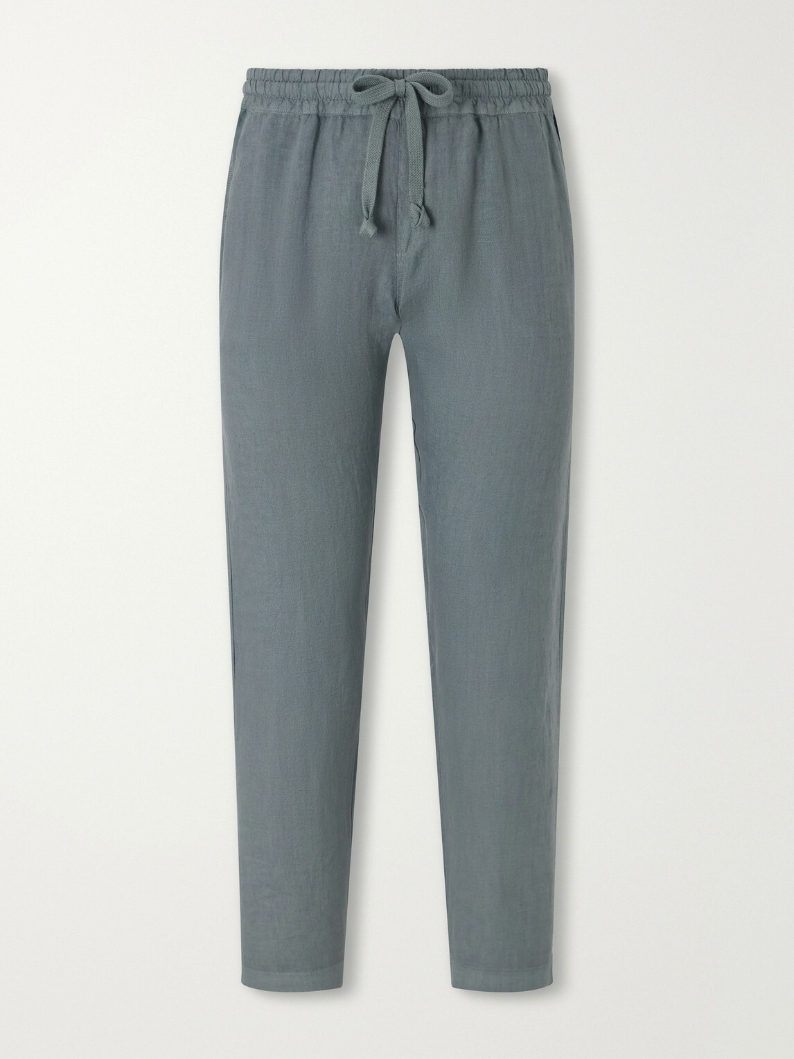 FEDELI - Straight-Leg Linen Drawstring Trousers - Gray