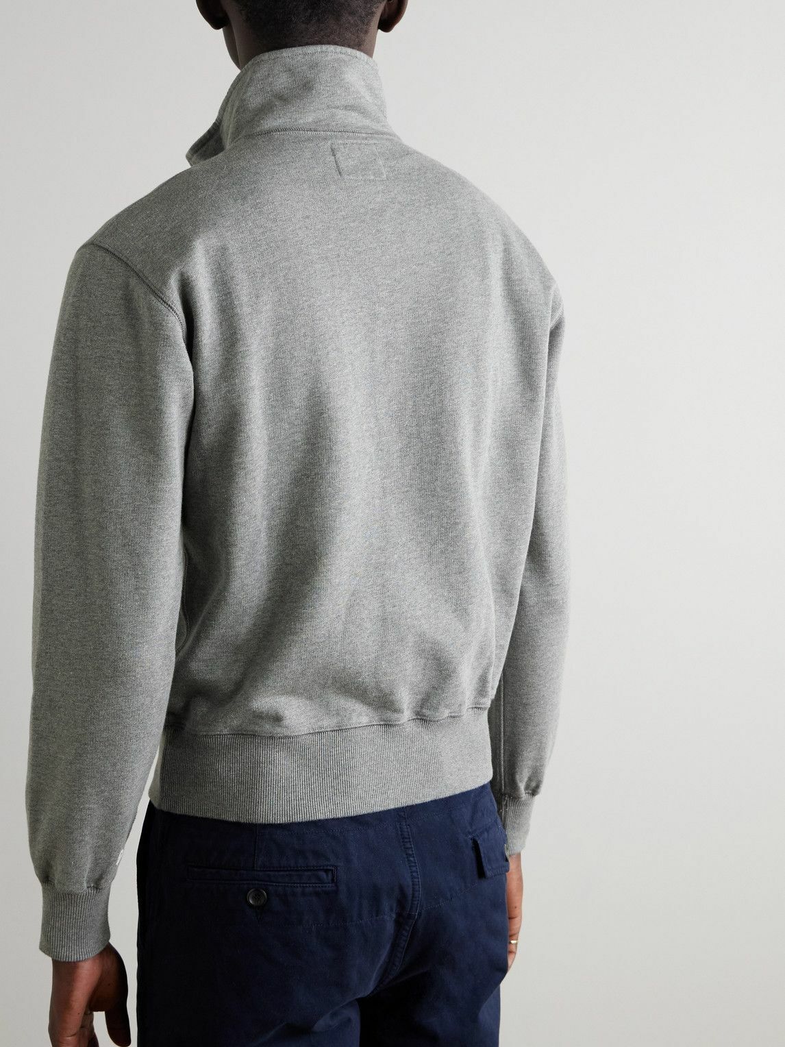 Drake's - Cotton-Jersey Half-Zip Sweatshirt - Gray