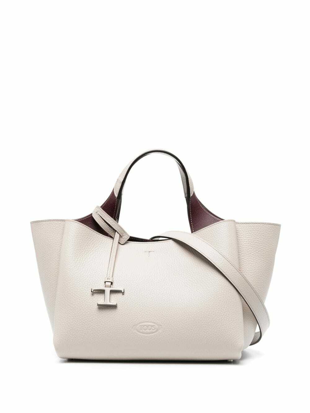 Tod's - T Timeless Shopping Bag in Leather Mini, Grey, - Bags