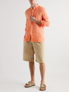 120% - Grandad-Collar Linen Shirt - Orange