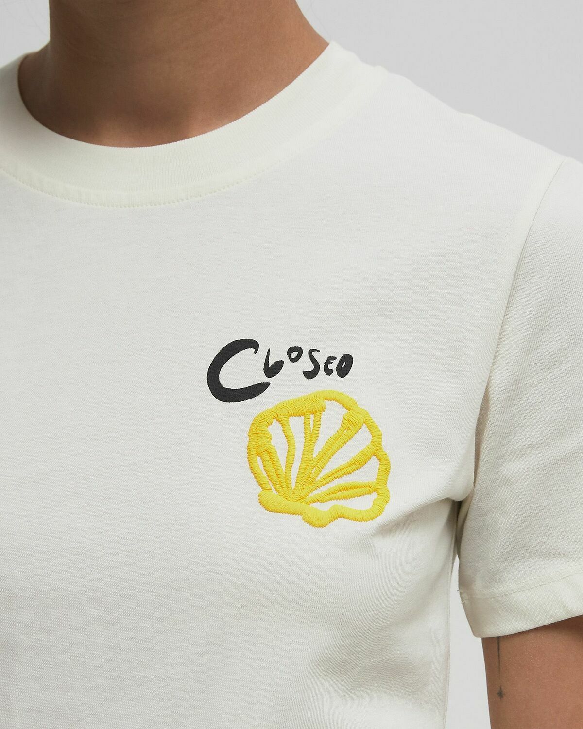 CLOSED EMBROIDERED TEE Beige Womens Shortsleefe