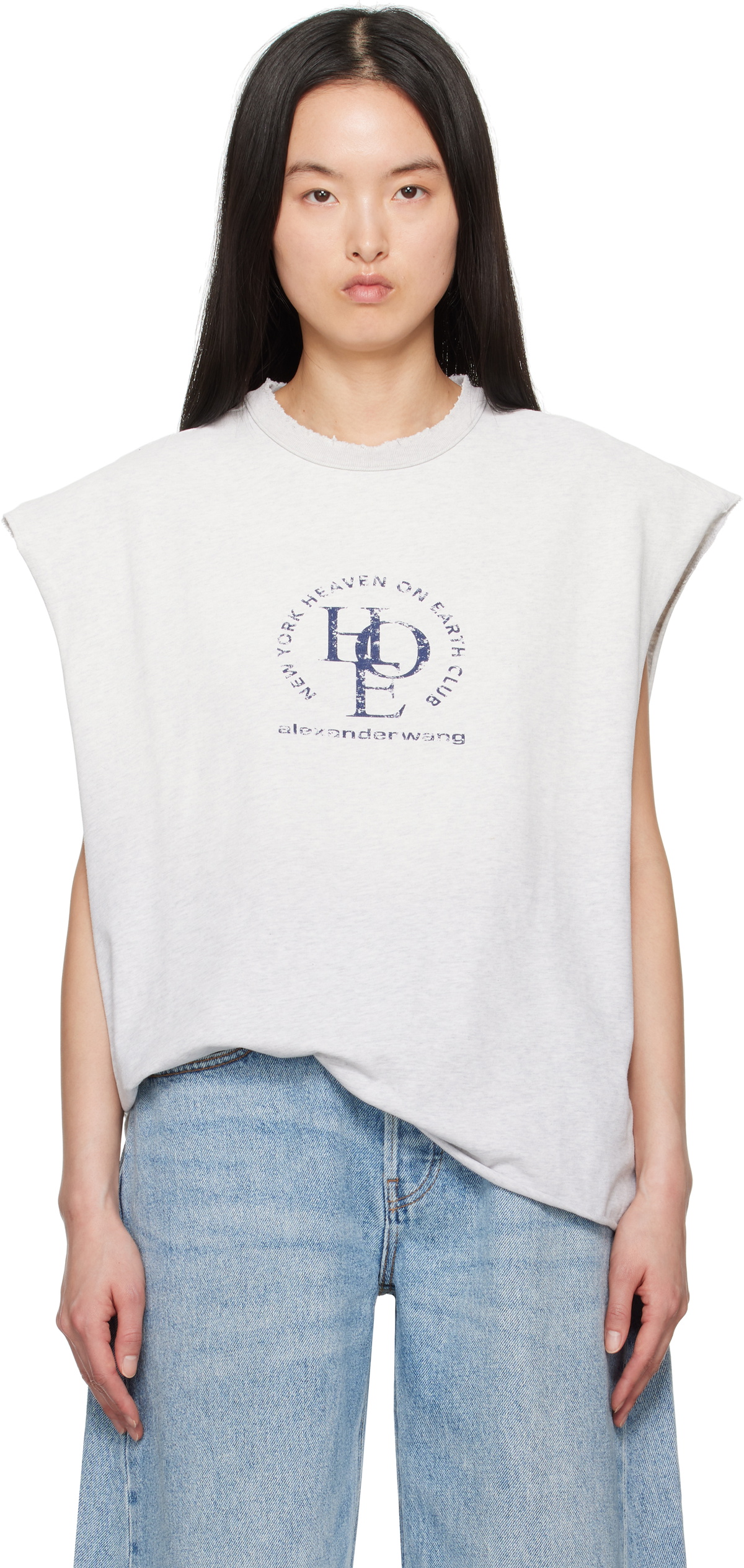 alexander wang ディストレストロゴ コットン マッスルTシャツ alexander wang ディストレストロゴ コットン マッスルTシャツ