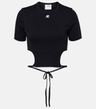 Courrèges Logo cutout tie-back cotton crop top