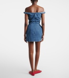 Magda Butrym Off-shoulder floral-appliqué denim minidress