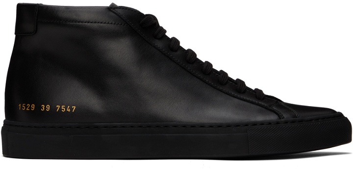 Photo: Common Projects Black Achilles Mid Sneakers