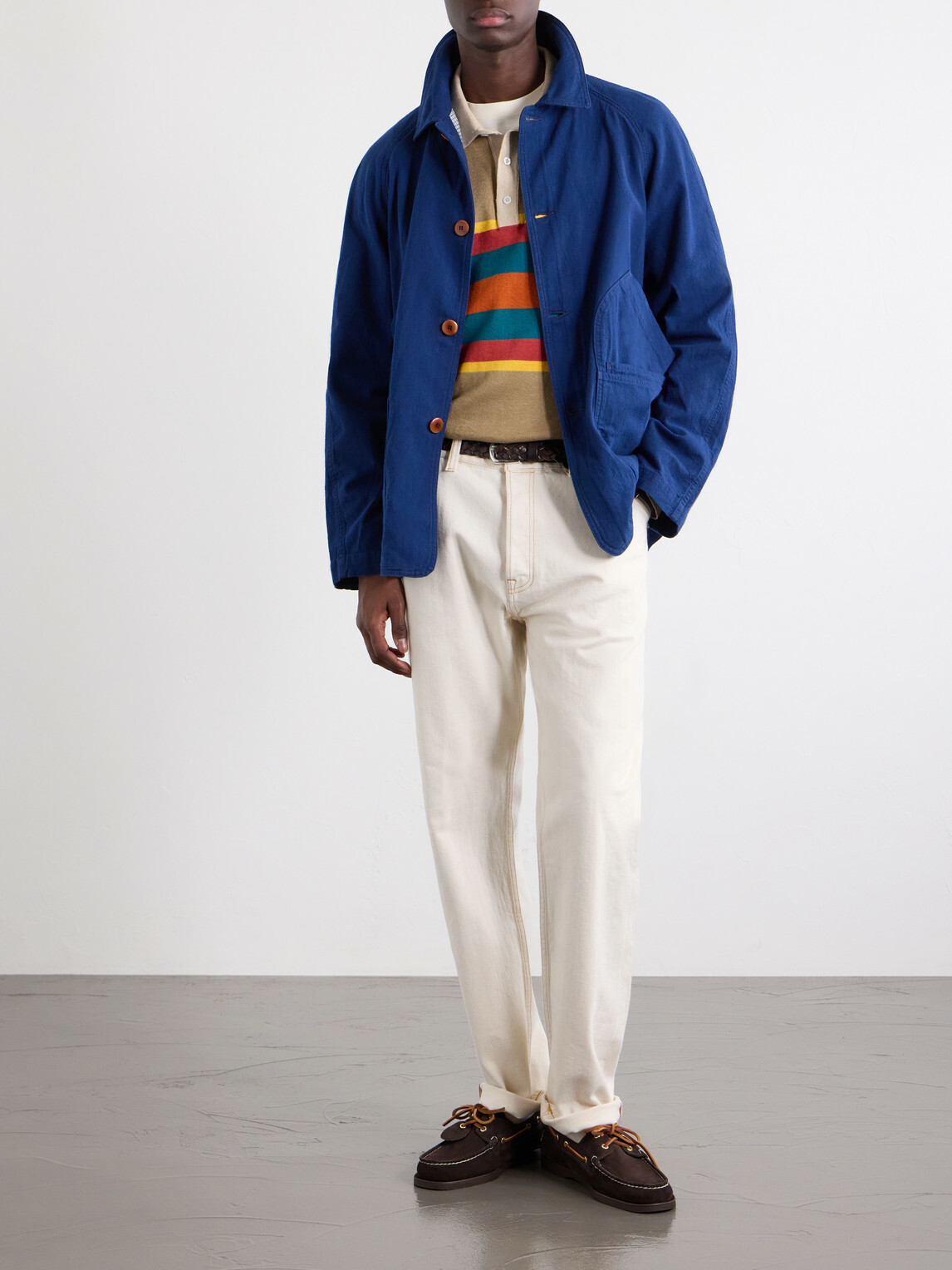 Drake's - Cotton and Linen-Blend Chore Jacket - Blue