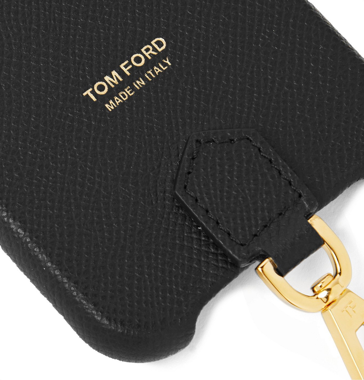 TOM FORD - Logo-Print Full-Grain Leather iPhone 11 Pro Case with Lanyard - Black