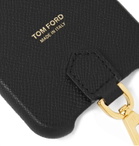 TOM FORD - Logo-Print Full-Grain Leather iPhone 11 Pro Case with Lanyard - Black