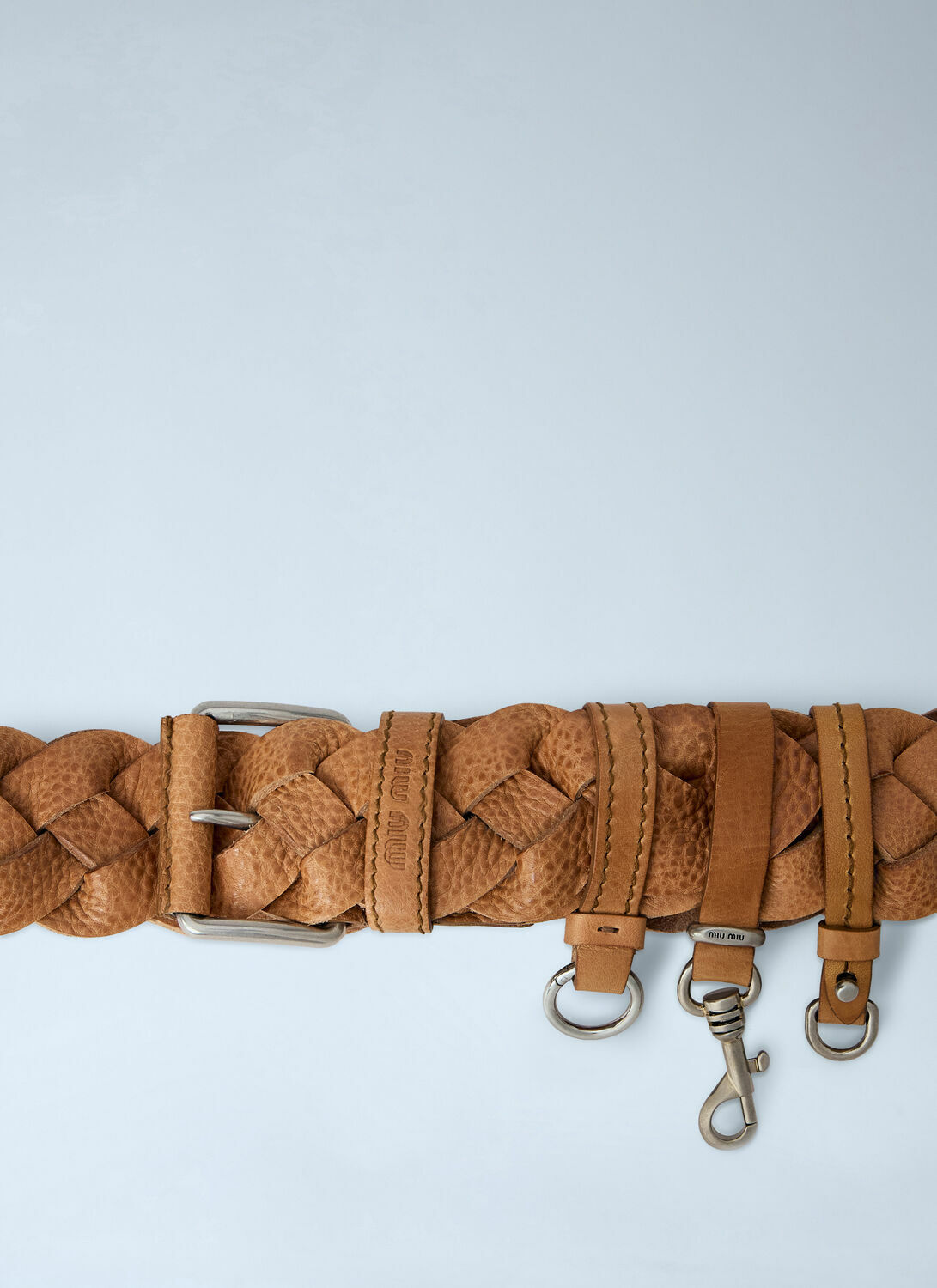 Miu Miu Braided Leather Belt with Hook Attachments