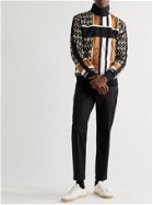 Valentino - Panelled Logo-Print Jersey Zip-Up Sweatshirt - Black