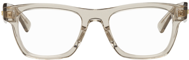 Photo: Bottega Veneta Beige Acetate Rectangular Glasses