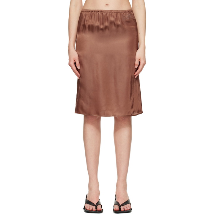 Photo: MM6 Maison Margiela Brown Satin Midi Skirt