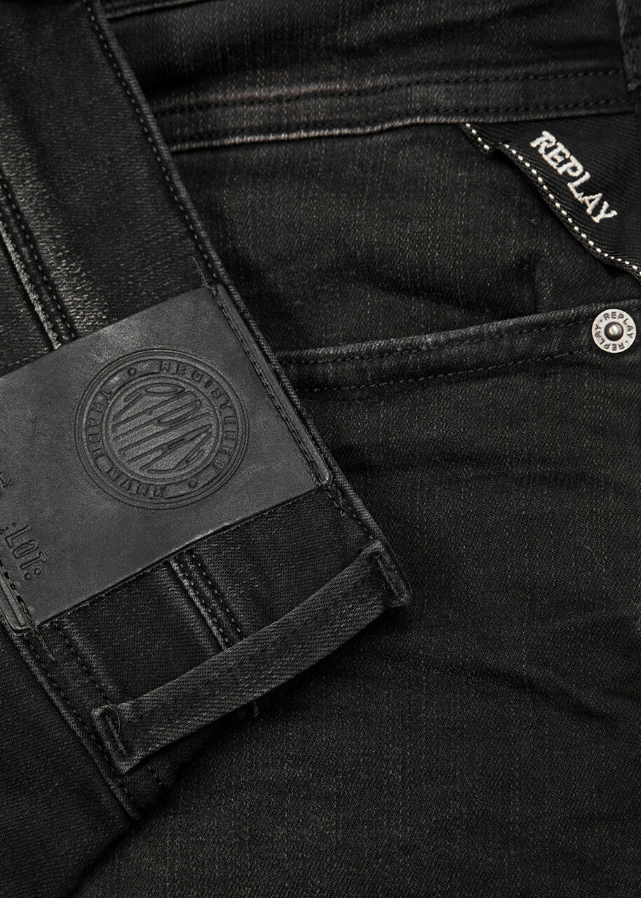 Replay Anbass Hyperflex Clouds Slim-leg Jeans Dark Grey
