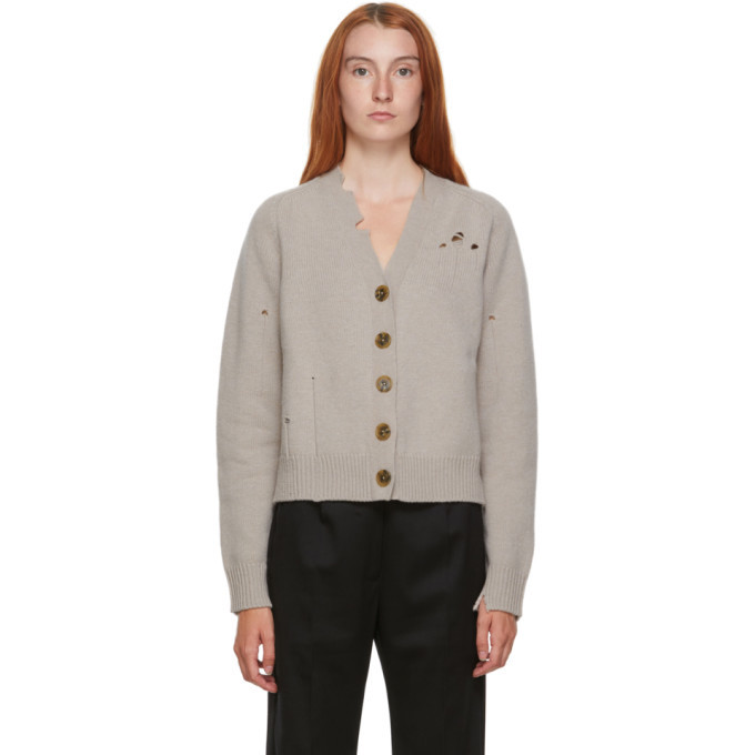 Maison Margiela Beige Wool Distressed Cardigan Maison Margiela