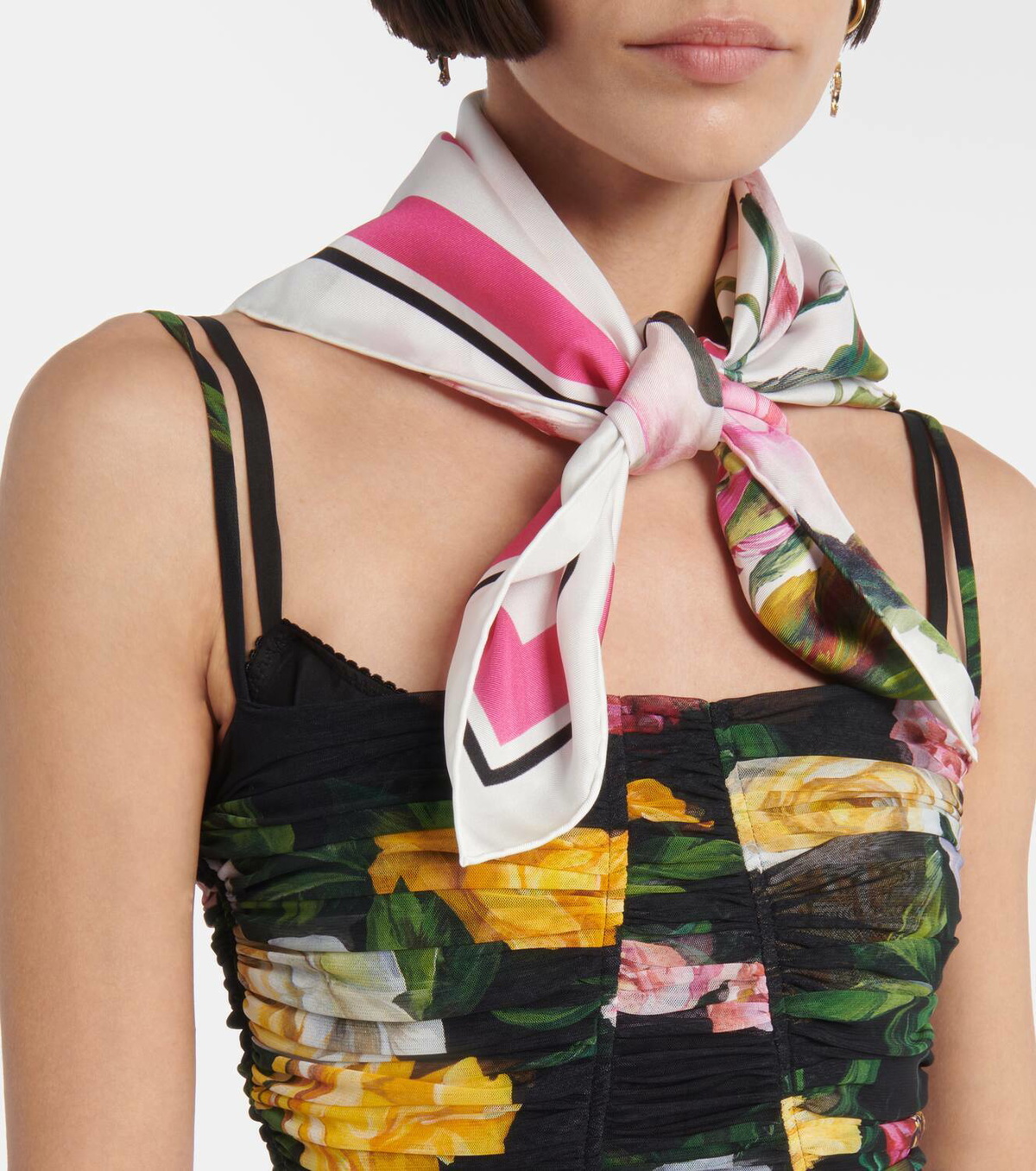 Dolce & Gabbana Green Fur Shoulder Collar Wrap Lambskin Scarf main image 1