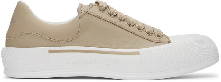 Photo: Alexander McQueen Beige Leather Colored Stripe Sneakers