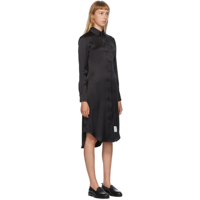 Thom Browne Black Silk Shirt Dress Thom Browne