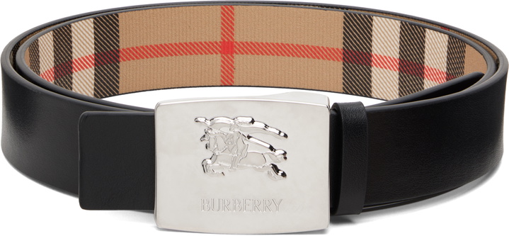 Photo: Burberry Black & Beige Square Knight Reversible Belt